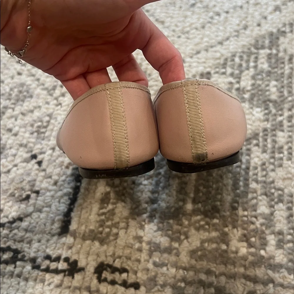 J. Crew Two-Tone nude/blush and Black patent Pointed Toe Ballet Flats